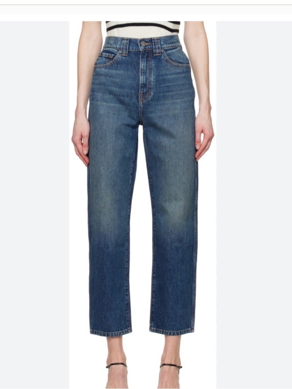 KHAITE Vintage-Finish Indigo Straight Jeans . Khaite shalbi